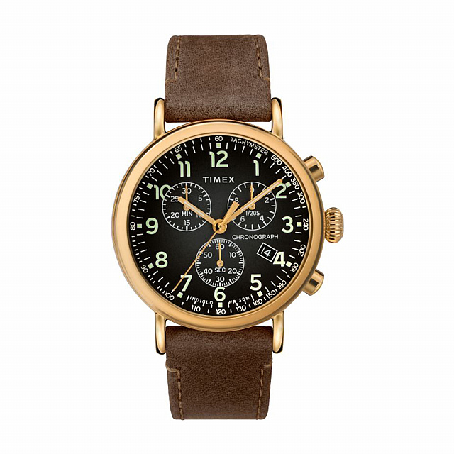 Timex® Standard Chronograph 41mm Leather Strap Watch...